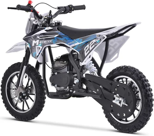 Vista 6 de MotoTec Demon - Motocicleta de motocross de gas para niños de 50 cc y 2 tiempos Azul