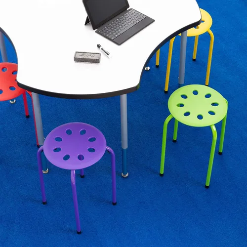 Vista 2 de Norwood Commercial Furniture - Taburetes apilables coloridos para niños y adultos (17.75 pulgadas de altura) + cojines redondos SoftScape de 15