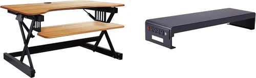 Vista 24 de Rocelco - Convertidor de escritorio para trabajar de pie con altura ajustable de 32 pulgadas - Estación de trabajo para computadora sentada o de pie