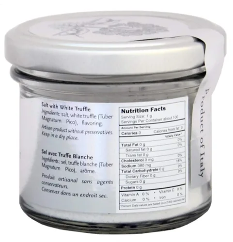 Vista 2 de Sal de trufa blanca - 3.5 onzas por Selezione Tartufi Condimento para huevos, carnes, pastas, risotto, papas y palomitas de maíz