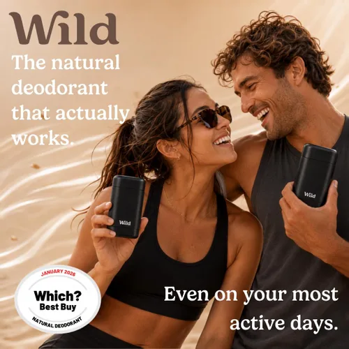 Vista 2 de Wild - Kit de iniciación de desodorante natural sin aluminio, funda negra recargable, ingredientes naturales y protección contra olores las 24
