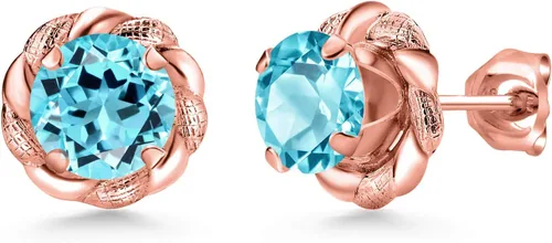 Vista 222 de Gem Stone King Aretes de plata de ley 925 de 0.236 in con piedra natal redonda para mujer