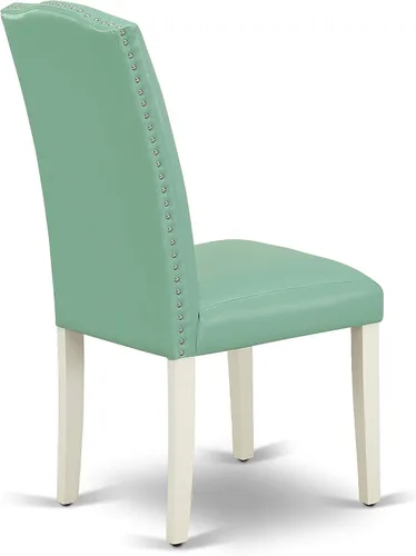 Vista 8 de East West Furniture OXEN5-LWH-57 - Juego de mesa y sillas de cocina de 5 piezas, incluye una mesa de comedor cuadrada y 4 sillas de comedor Parsons