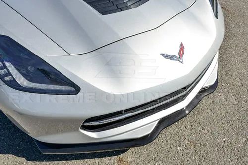 Vista 5 de Para Chevrolet Corvette C7 2014-2019 Z06 Z07 Etapa 2 Estilo ABS Plástico pintado carbono Flash parachoques delantero divisor de labio inferior