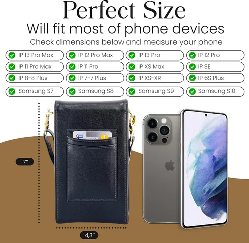 Vista 3 de Classico - Bolso cruzado pequeño para mujer, bolso cruzado para teléfono, tarjetas, accesorios