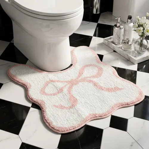 Vista 11 de Tapete de baño festoneado negro de 26 x 18 pulgadas, tapetes de baño suaves y absorbentes, lavables a máquina, de microfibra, para bañeras, lavabos