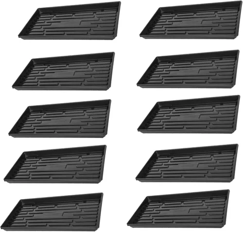 Vista 8 de SUNPACK Bandeja de inicio de semillas de plástico poco profunda de 10 x 20 pulgadas, color negro, 1 pulgada, sin agujeros de drenaje, ideal