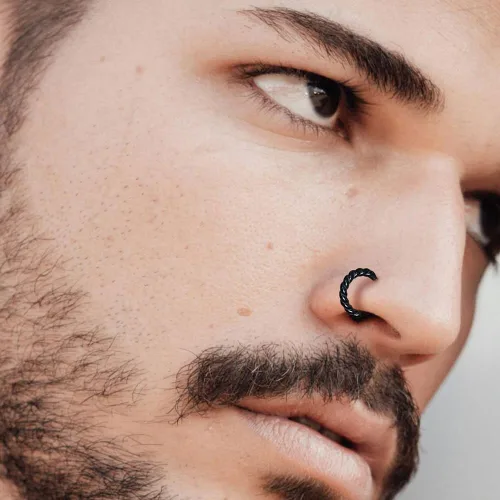 Vista 7 de Septum rings hoops,1PCS 16G8mm Ring Multi-Cones Surgical Stainless Steel Nose Ring Hoop Jewelry Clicker Cartilage Earring Hinged Segment Daith