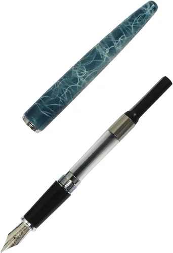 Vista 5 de XIAOYU Jinhao - Pluma estilográfica con convertidor de recarga de tinta, punta media, color azul