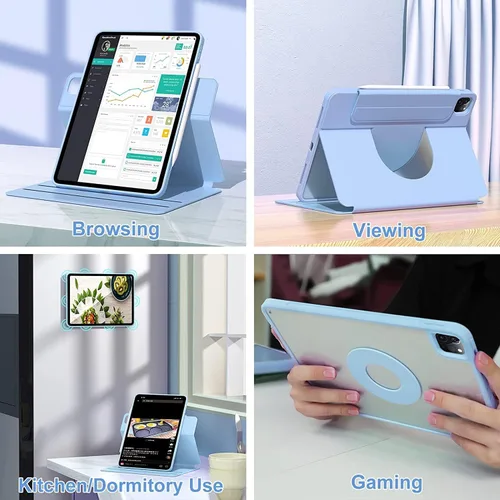 Vista 5 de Funda de teclado para iPad de 9ª/8ª/7ª generación, funda vertical para iPad 10.2/Air3/Pro10.5 con soporte para teclado y lápiz, soporte magnético