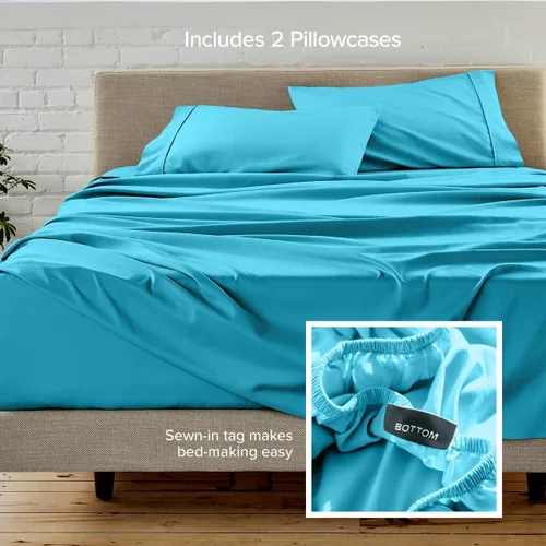 Vista 181 de Bare Home Sheet Set 1800 Ultra-Soft with 2 Pillowcases (Twin XL, Dark Blue)