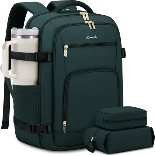 Vista 10 de LOVEVOOK Mochila de viaje para mujer y hombre, Beige, Mochilas de viaje