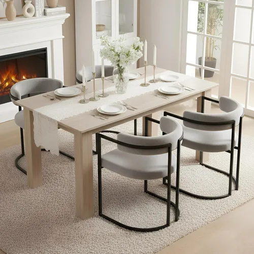 Vista 7 de Juego de 2 sillas de comedor de terciopelo gris, sillas de comedor modernas con respaldo cómodo, silla de comedor tapizada, sillón decorativo