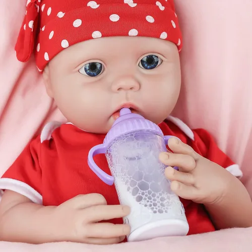 Vista 4 de Vollence Biberones mágicos de muñeca de bebé, muñeca mágica que desaparece leche y jugo, accesorios de muñeca de bebé, juguetes de alimentación