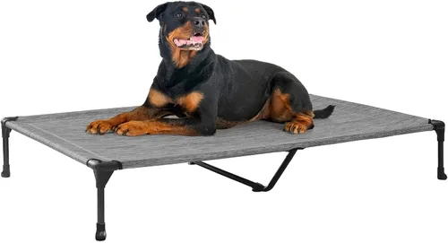 Vista 26 de Veehoo Cama elevada para perros medianos, para exteriores, cama elevada y refrescante para perros, cama para mascotas con malla transpirable, patas