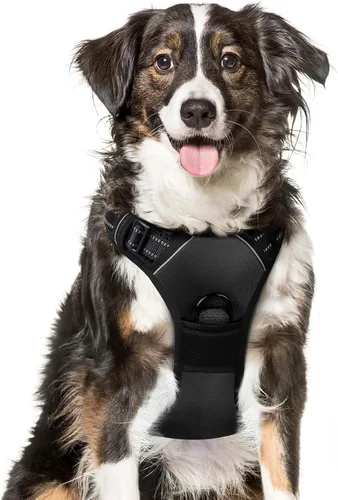 Vista 81 de Eagloo Arnés para perro pequeño, sin tirones, chaleco de servicio con tiras reflectantes y asa de control, ajustable y cómodo para caminar, arnés