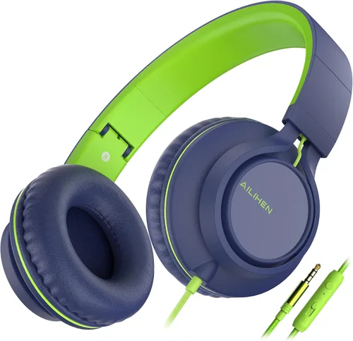 Vista 12 de Auriculares Ailihen C8, ligeros y plegables con micrófono para iPhone, iPad, iPod, teléfonos inteligentes Android, computadoras, laptop, Mac, Negro
