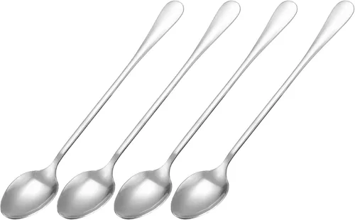 Vista 11 de uxcell Juego de 4 cucharas de mango largo, cuchara de helado de acero inoxidable de 7.5 pulgadas, cucharas de café para mezclar, bebidas, café (azul)
