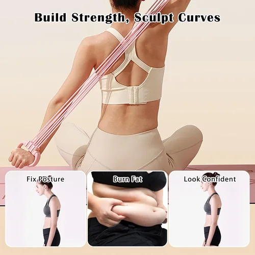Vista 6 de Resistance Bands with Handles for Women 15-90LBS-6 Tube Adjustable Silicone Exercise Bands Set for Arm Back Exercise, Stretch Bands for Yoga