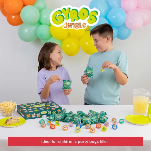 Vista 8 de BONNYCO Paquete de 40 unidades de peonzas de madera, peonzas para fiestas infantiles de la selva. Peonzas para bolsas de regalo para niños de 3-5