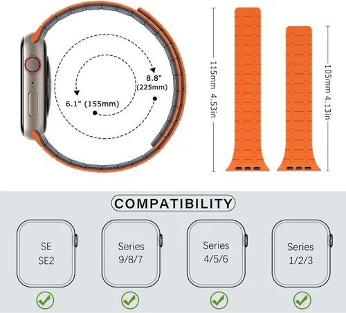 Vista 6 de Compatible con correa de Apple Watch de 49mm 46mm 45mm 44mm 42mm 41mm 40mm 38mm, correa de bucle magnético ajustable de silicona para iWatch Ultra