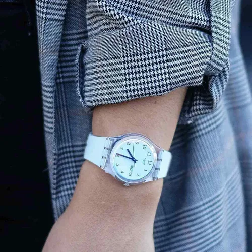 Vista 3 de Swatch GE713 - Reloj analógico de cuarzo para mujer con correa de silicona, Turquesa, talla única , Pulsera