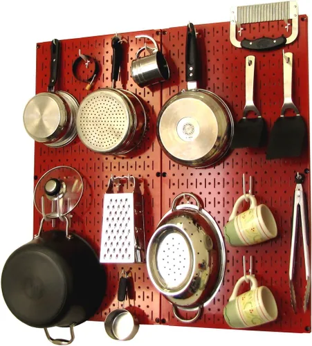 Vista 8 de Wall Control Organizador de Tablero Perforado de Cocina Estante de Almacenamiento de Ollas y Sartenes Kit de Organización con Tablero Perforado