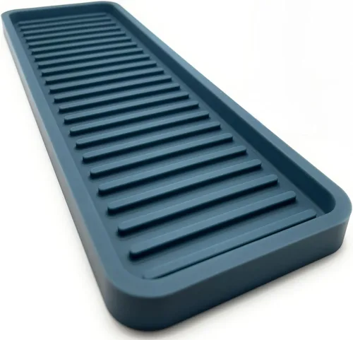 Vista 28 de Bandeja organizadora para fregadero de cocina de silicona, soporte de esponja y protector de encimera Plato y bandeja dispensadora de jabón