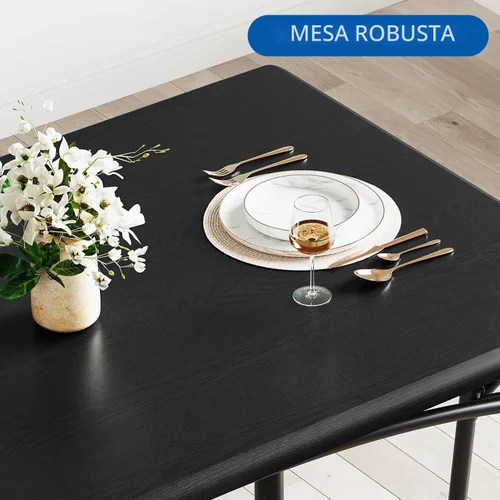 Vista 5 de IDEALHOUSE Juego de mesa de comedor para 4, mesa de cocina con sillas para 4, mesa de comedor rectangular de madera con banco tapizado para espacios