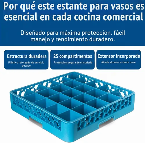 Vista 3 de Carlisle FoodService Products OptiClean - Estantes de vidrio con 25 compartimentos, se adapta a copas de vino tinto de 3.25 pulgadas de diámetro