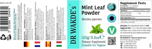 Vista 2 de Dr Wakde 's® menta en polvo – 100 G (3.5oz) I puro, Raw & secado polvo I Nada añadido, nada quitar I zacate ayurvédica I cantidad descuentos I envío