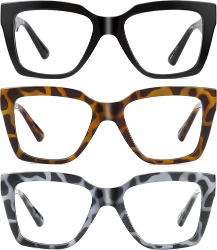 Vista 7 de JM - Paquete de 3 lentes de lectura estilo Oprah para mujeres, de gran tamaño, con bloqueo de luz azul, para computadora y moda
