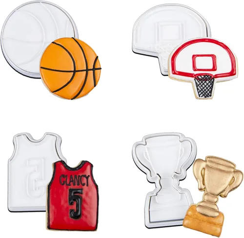 Vista 21 de Mostop Cortador de galletas deportivo con sellos, juego de 3 piezas de cortador de galletas de fútbol, fútbol, casco, juego de fútbol, herramientas