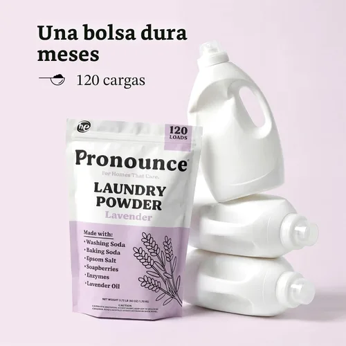 Vista 4 de Pronounce Alternativa de detergente para ropa en polvo, ingredientes más limpios. Más seguro para pieles sensibles. Lucha contra manchas y olores.