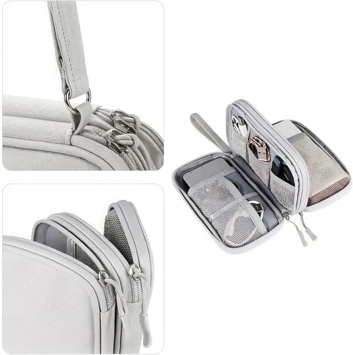 Vista 3 de Bolsa organizadora de accesorios digital, portátil de doble capa impermeable, adecuada para una variedad de accesorios digitales, almacenamiento