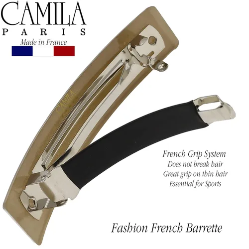 Vista 4 de Camila Paris CP3385 - Pinza de barrette de pelo francesa para niñas, cierre de metal gomizado beige, pinzas de pelo de agarre fuerte para mujeres