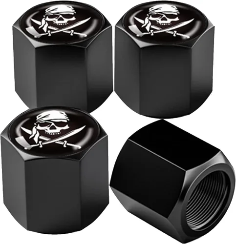 Vista 12 de Ajxn Paquete de 4 tapas de válvula de neumático con calavera para rueda de coche, cubiertas herméticas a prueba de polvo, tapas universales