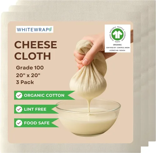 Vista 11 de Estopilla Bolsa de leche de nueces, colado reutilizable, 100% algodón sin blanquear, paño de muselina de mantequilla para cocinar, yogur, jugo