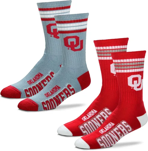 Vista 3 de For Bare Feet Calcetines altos Deuce de la NCAA para hombre (paquete de 2), 4 rayas, talla L y M