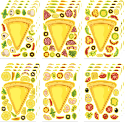 Vista 14 de DUJAA 24 hojas de calcomanías de cumpleaños, calcomanías Make-a-Cake para niños, juego de calcomanías de pastel de cumpleaños, color