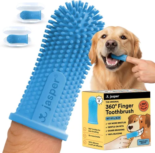 Vista 15 de Jasper Cepillo de dientes para perros, kit de cepillado de dientes de mascotas de 360 grados, cepillo de dientes para gatos, kit de cuidado dental