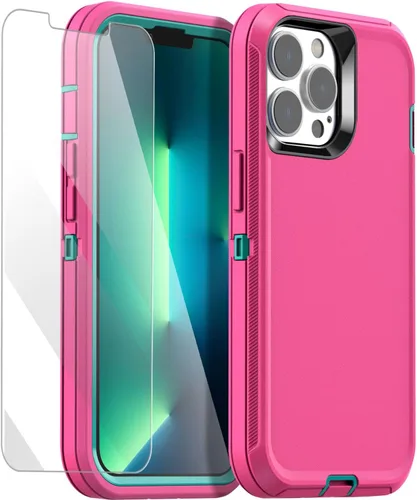 Vista 10 de AICase Funda para iPhone 13 Pro Max/12 Pro Max con protector de vidrio, protección contra caídas de alta resistencia, cuerpo completo, a prueba