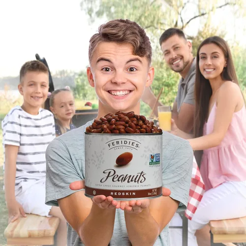 Vista 4 de FERIDIES Super Extra Grande Piel Roja Virginia Peanuts 40oz lata (paquete de 4)