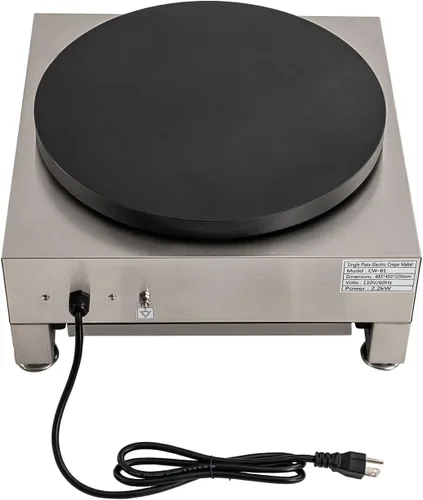 Vista 7 de Máquina eléctrica de crepas de 16 pulgadas, máquina de panqueques de temperatura ajustable con bandeja antiadherente para crepé, con esparcidor