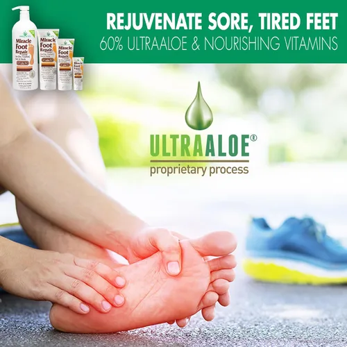 Vista 7 de Miracle Foot Repair Cream, (1 onza/3 unidades) repara talones y pies secos agrietados, 60% ultraaloe puro hidrata, suaviza y repara