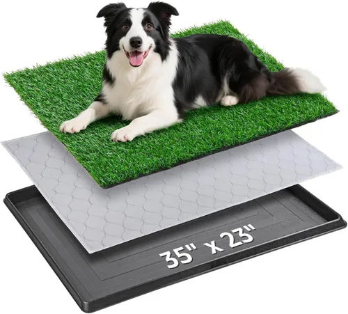 Vista 9 de Alfombrilla de césped artificial para mascotas PICK FOR LIFE para interiores y exteriores, bandeja de arena para perros, tapete de césped artificial