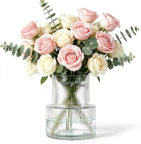 Vista 8 de Der Rose - Florero de cristal de color ámbar de 8 pulgadas para decoración del hogar de otoño, regalo