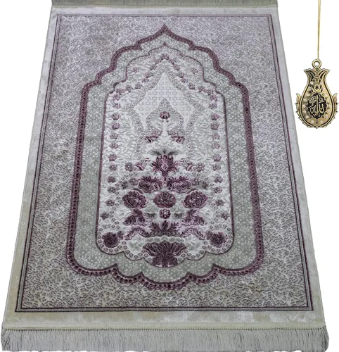 Vista 12 de Modefa Alfombra de oración de terciopelo islámico turco, alfombra de oración para hombres y mujeres, diseño tradicional musulmán Janamaz Sajada