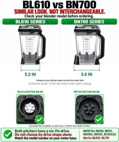 Vista 5 de Piezas de repuesto Ninja Blender, jarra de 72 onzas con tapa de bloqueo, vasos de licuadora Ninja Blenders compatibles con BL610, BL610BRN, BL610C