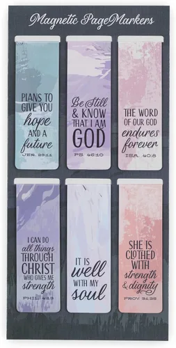 Vista 23 de Christian Art Gifts - Conjunto de marcapáginas magnéticos unisex con versículos bíblicos en blanco y negro Gospel Salvation, diseños inspiradores